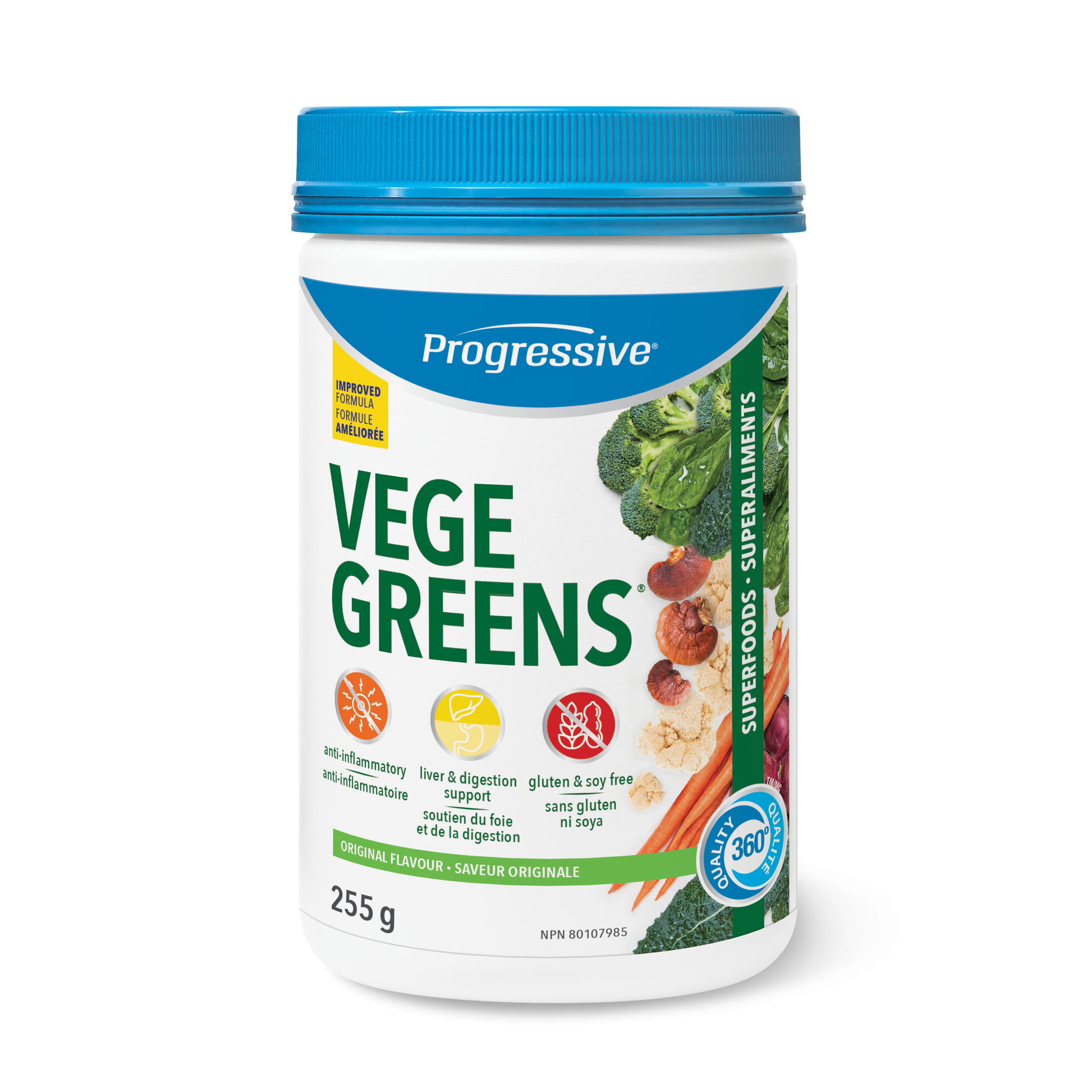 Progressive VegeGreens Daily Superfood & Adaptogen Powder Drink Mix - Original Flavour