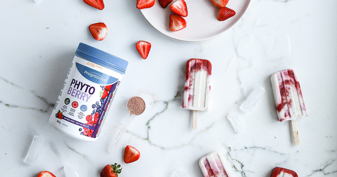 phytoberry Strawberry Swirl Coconut Yogurt Popsicles