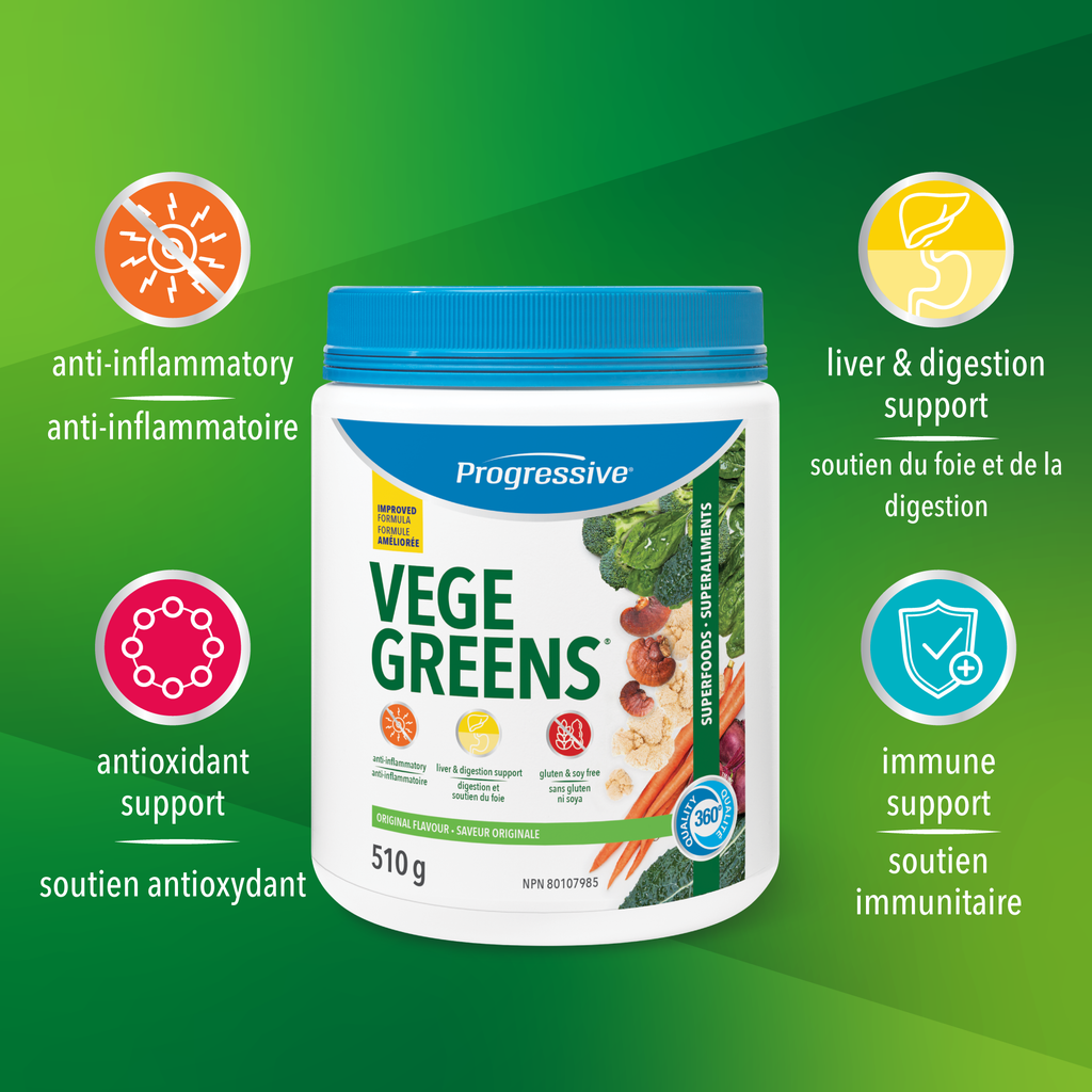 31001861 Progressive VegeGreens, Strawberry Banana, 265 g 1664-Vegegreens-Original-510-g_Claims