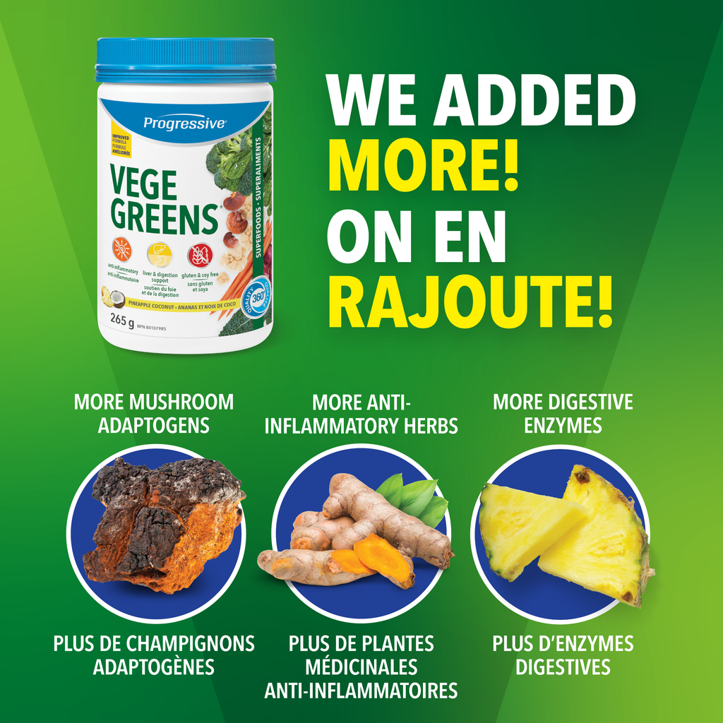 31001866 Progressive VegeGreens, Strawberry Banana, 265 g 1718-Vegegreens-PNC-265g_Featured-Ingredients