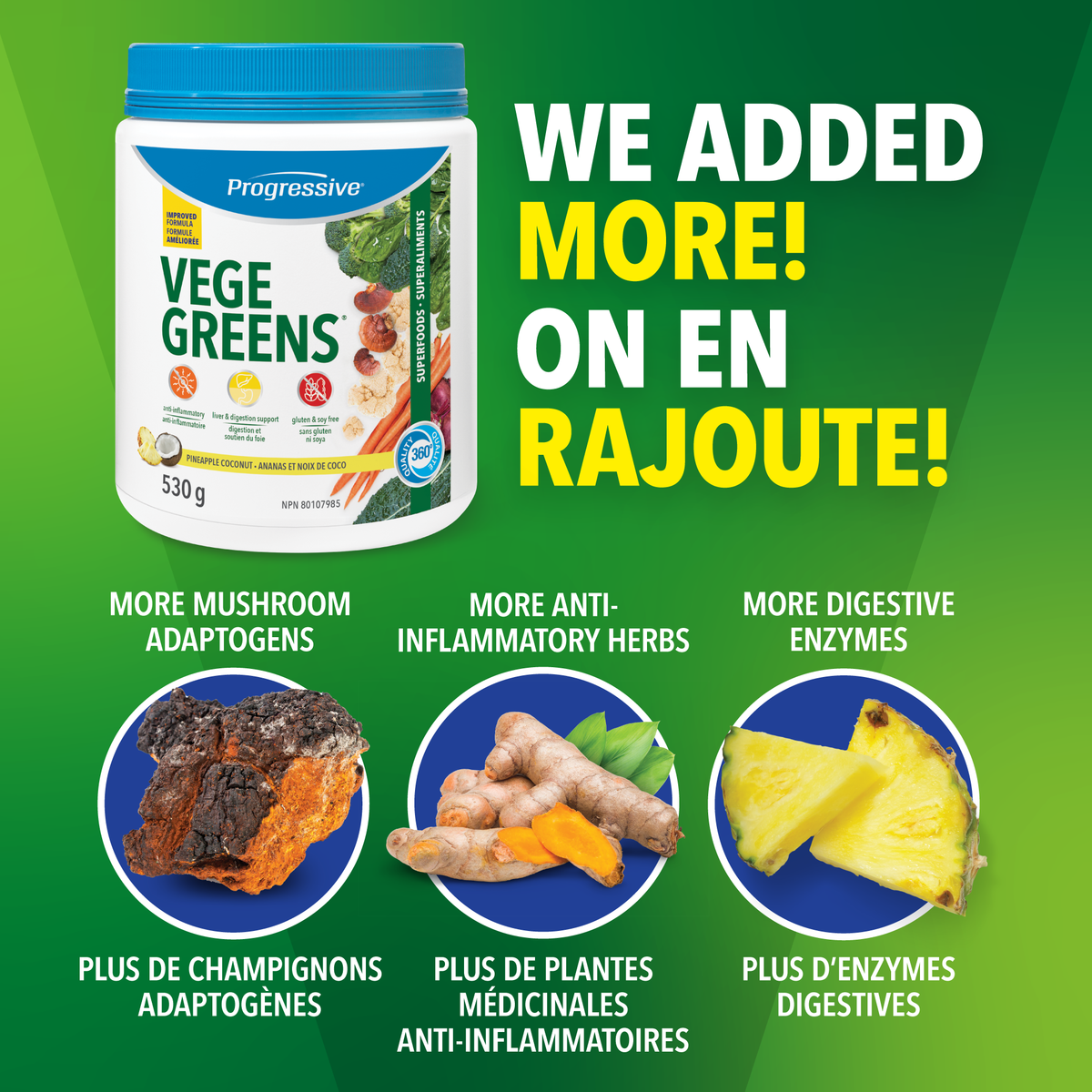 31001867 Progressive VegeGreens, Strawberry Banana, 265 g 1725-Vegegreens-PNC-530-g_Key-Ingredients