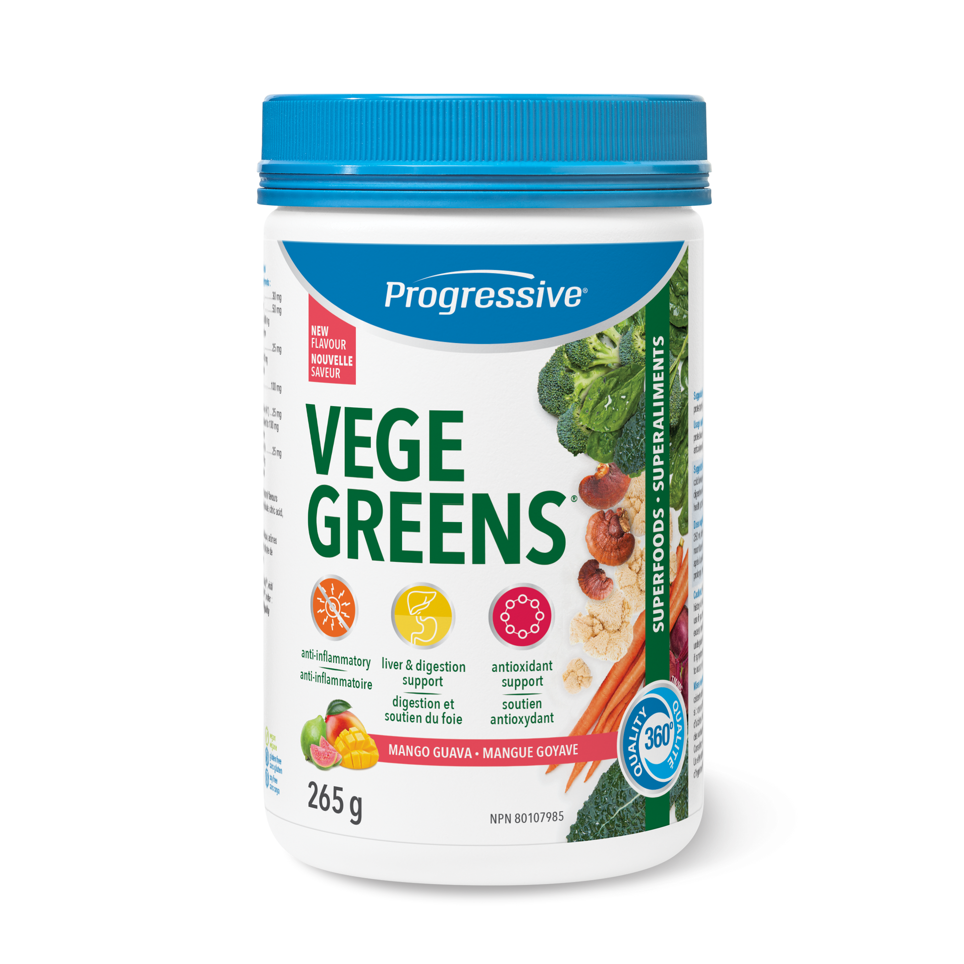 VegeGreens Daily Superfood & Adaptogen Powder Drink Mix - Mango Guava Flavour