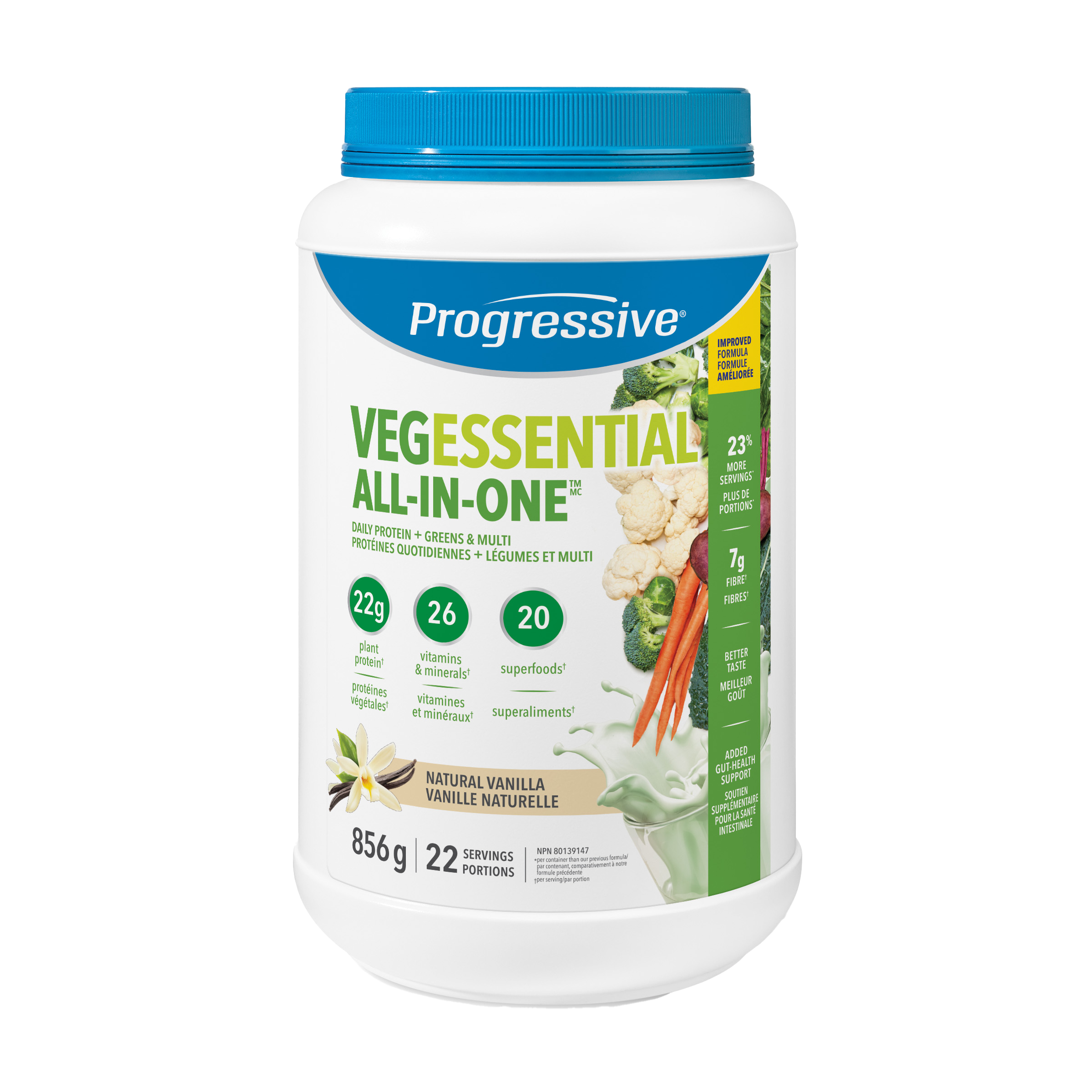 31002238 Progressive VegEssential All-in-One Protein Powder 31002238_PRO_VegEssential_Vanilla_856g_21004494_BTL_MAIN