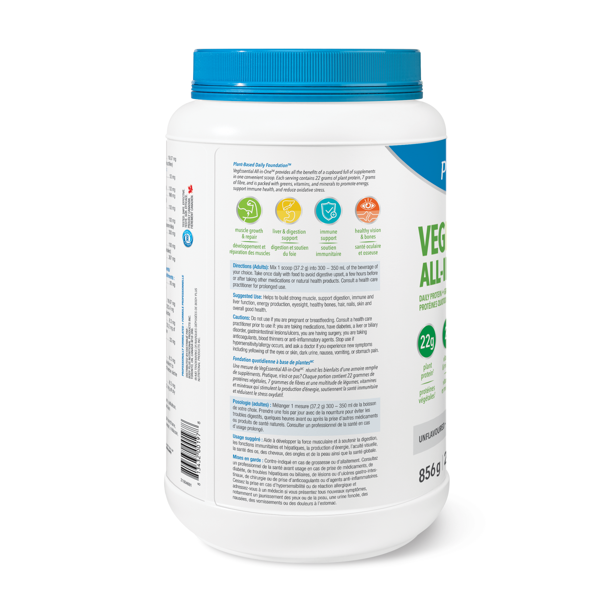 31002276 Progressive VegEssential All-in-One Protein Powder 31002276_PRO_VegEssential_Unflavoured_856g_21004691_BTL_DIR