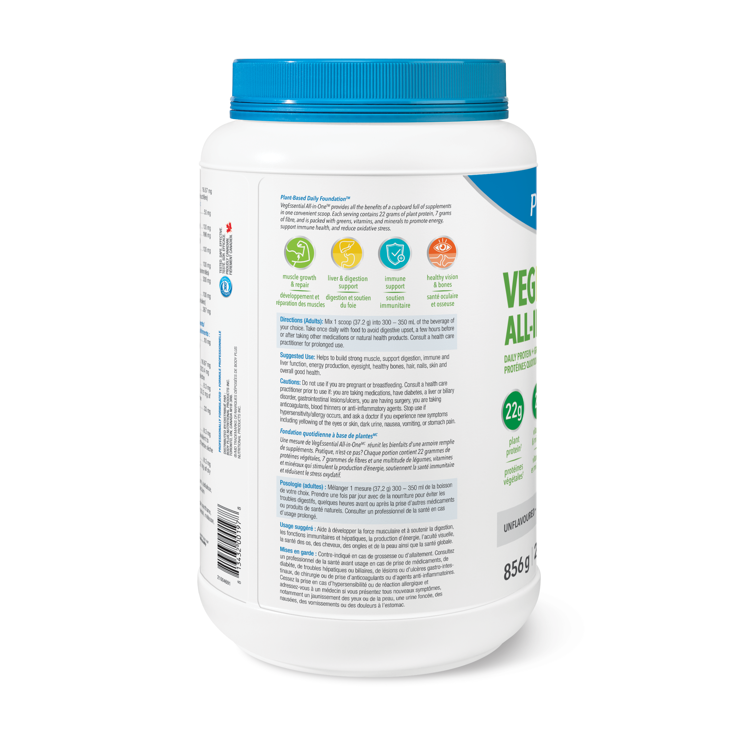 31002276 Progressive VegEssential All-in-One Protein Powder 31002276_PRO_VegEssential_Unflavoured_856g_21004691_BTL_DIR