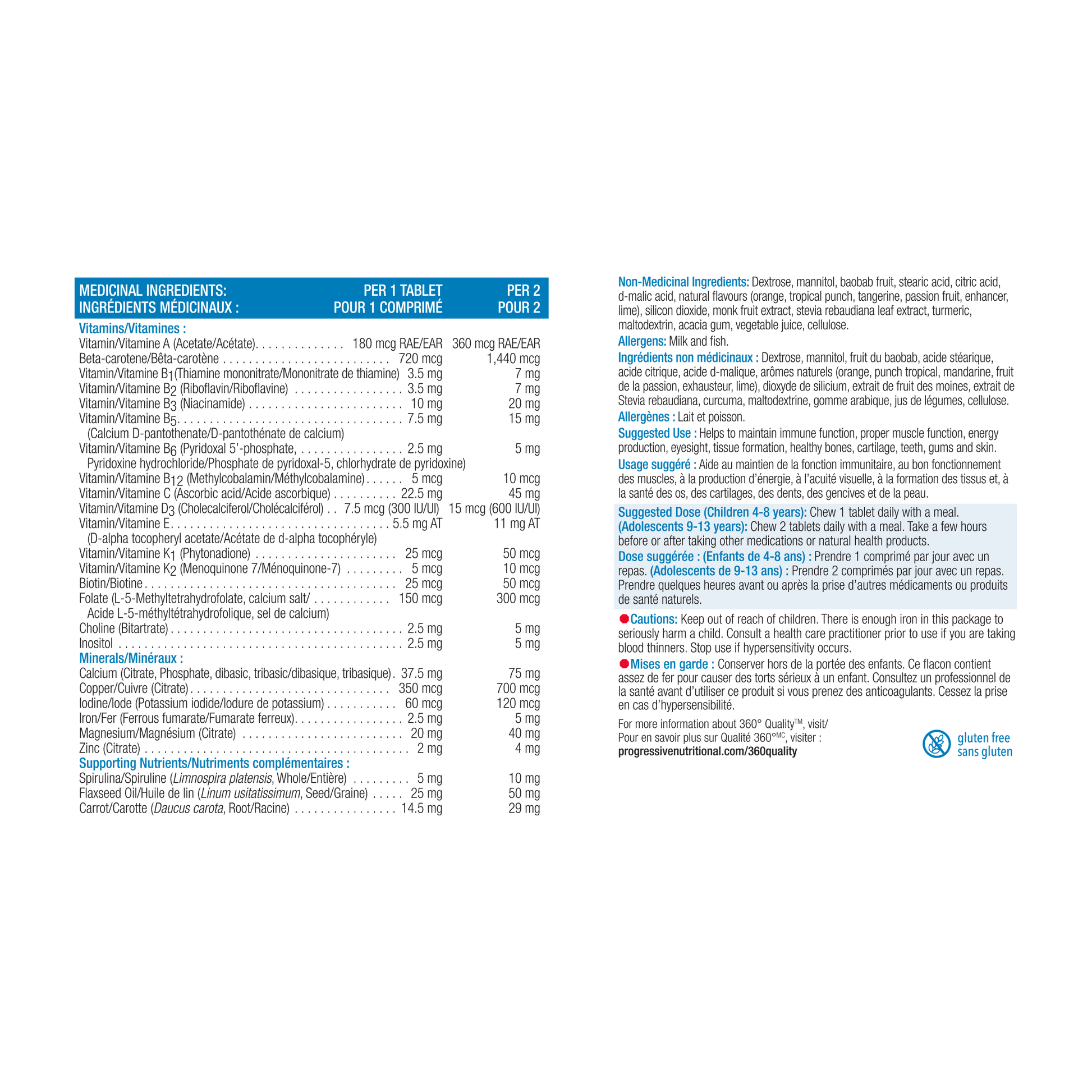 31002377 Progressive Kids Multivitamin Chewable Tablets 31002377_PRO_Kidsmulti_Chewable_Orange_60caps_21004789_NFP