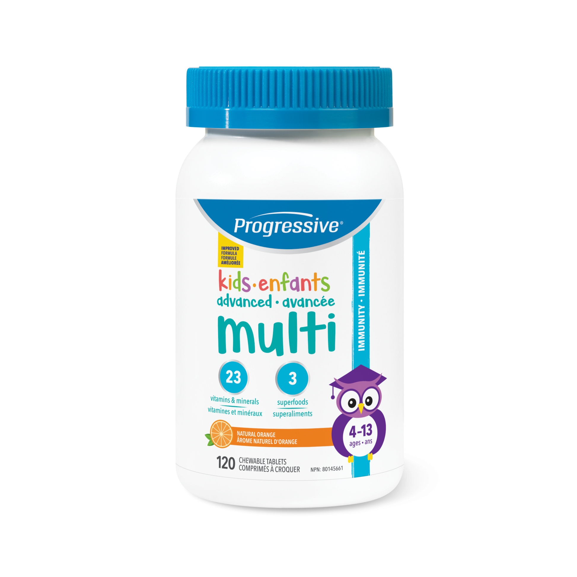 31002378 Progressive Kids Multivitamin Chewable Tablets 31002378_PRO_KidsMulti_Chewable_Orange_120caps_21004790_BTL_MAIN
