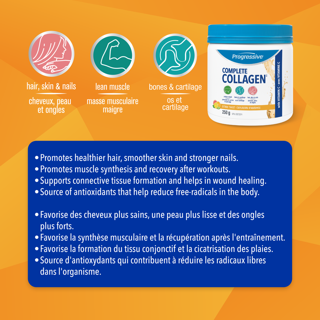 31000434 Progressive Complete Collagen 10 g 3417 Complete Collagen Citrus Twist 250g_Claims
