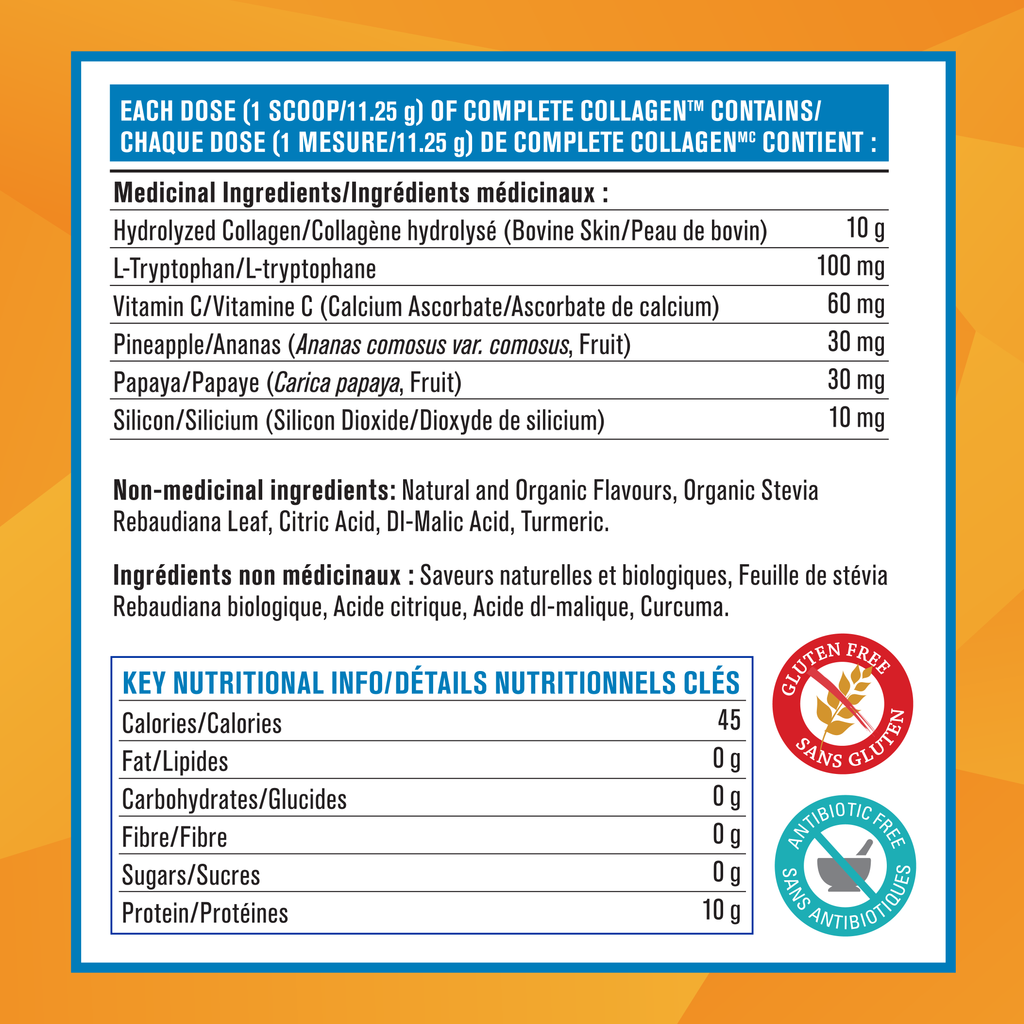 31000434 Progressive Complete Collagen 10 g 3417 Complete Collagen Citrus Twist 250g_Ingredient Panel