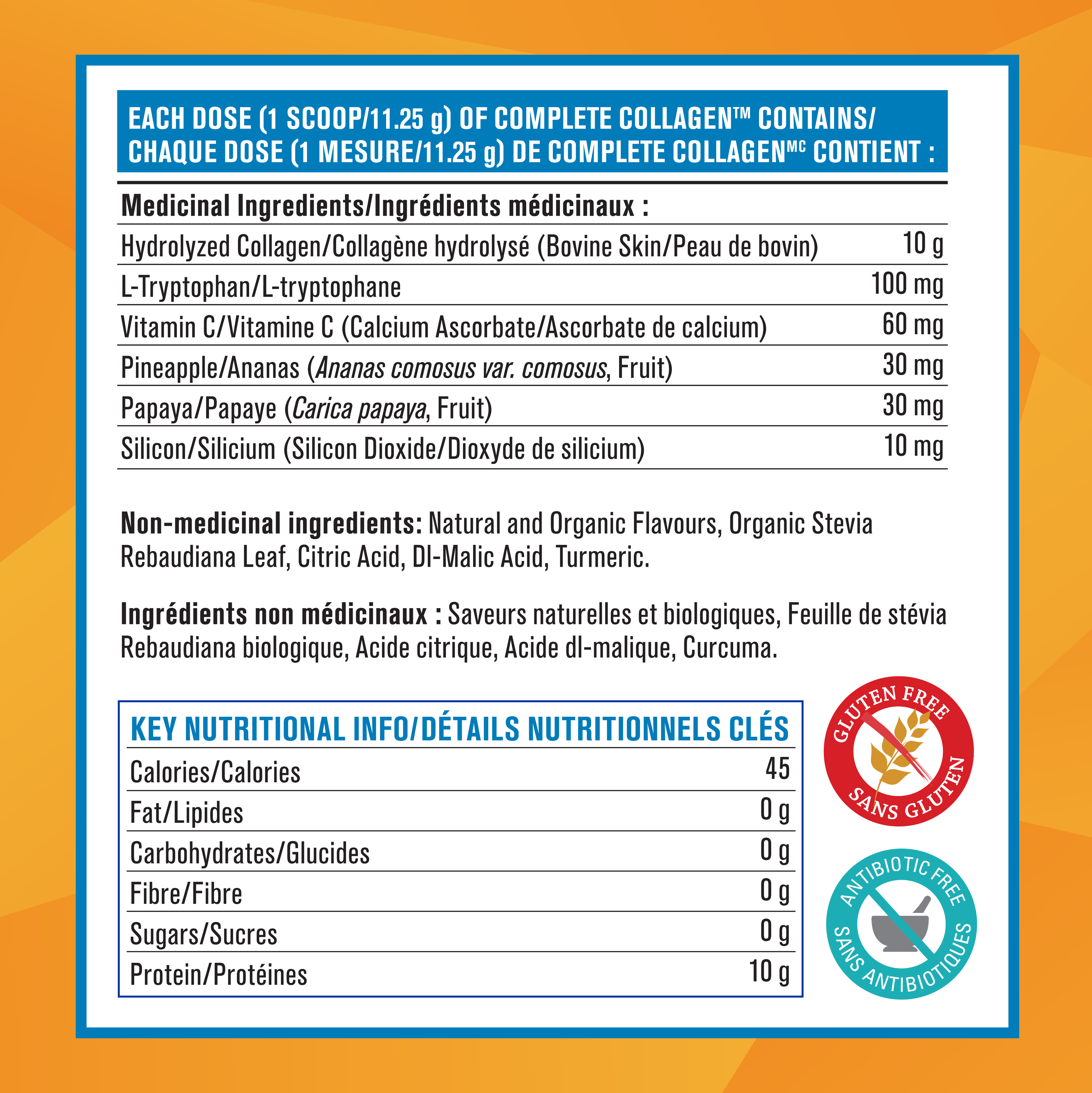 31000434 Progressive Complete Collagen 10 g 3417 Complete Collagen Citrus Twist 250g_Ingredient Panel