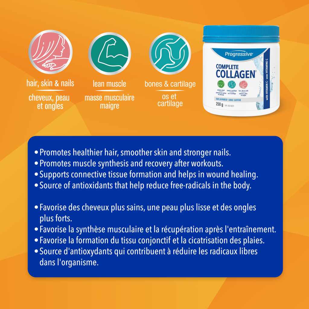 31000433 Progressive Complete Collagen 10 g 3418 Complete Collagen Unflavoured 250g_Claims