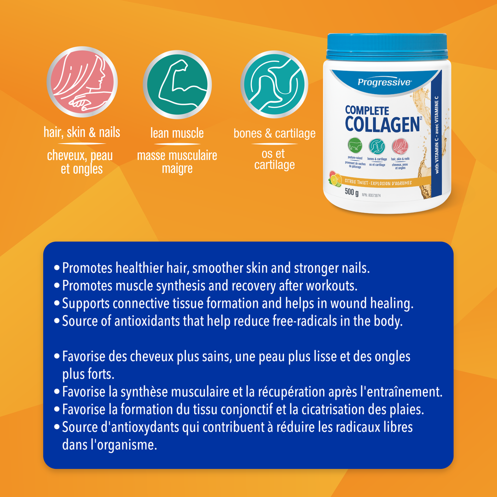 31001482 Progressive Complete Collagen 10 g 3421 Complete Collagen Citrus Twist 500g_Claims