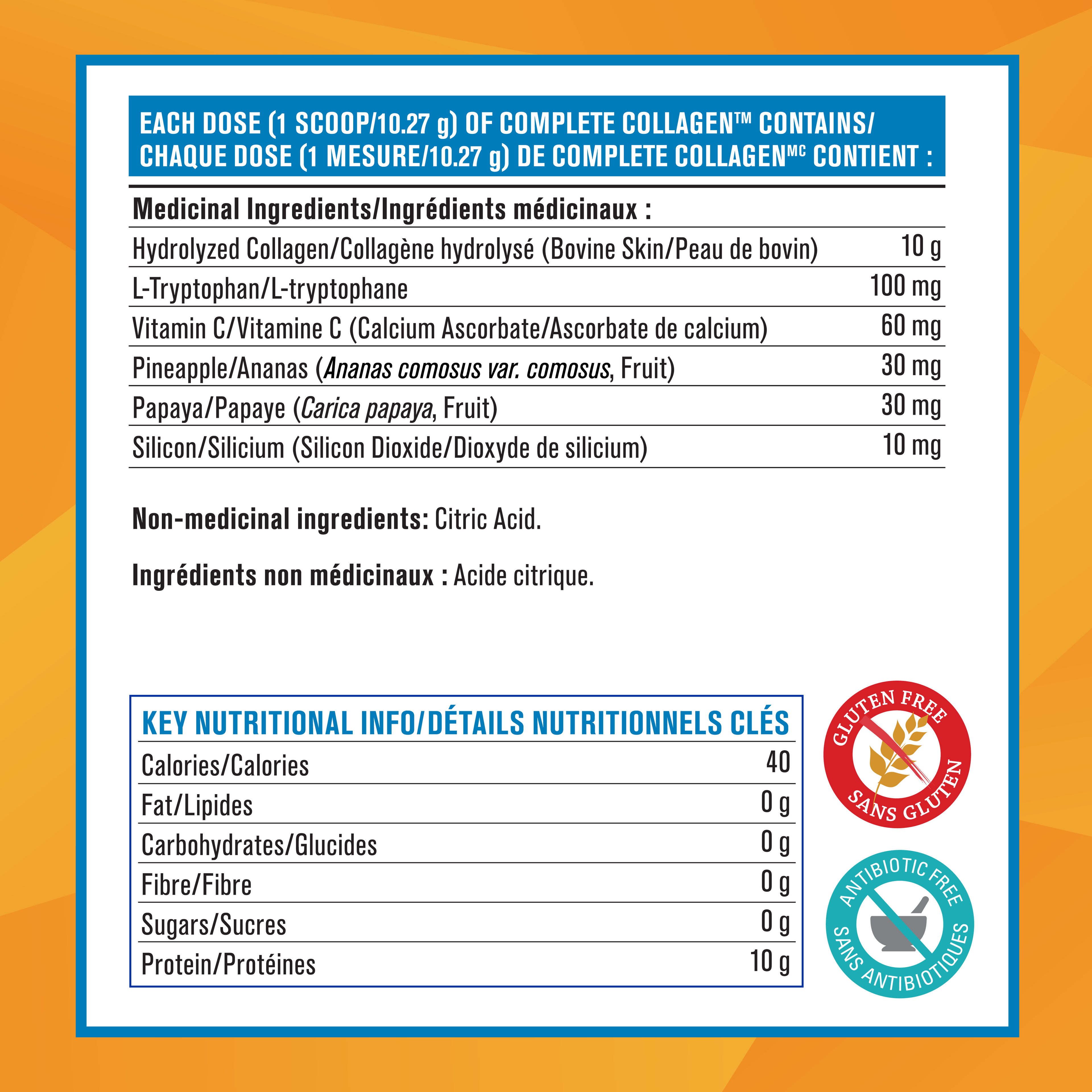 31001484 Progressive Complete Collagen 10 g 3422 Complete Collagen Unflavoured 500g_Ingredient Panel
