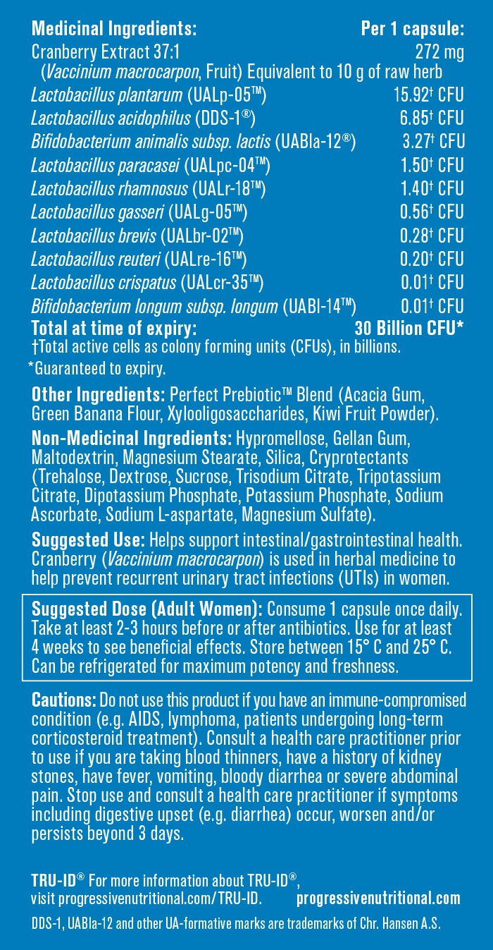 31001787 Progressive Perfect Probiotic Women's Support 30 Billion 30 Capsules PV1019_NFP