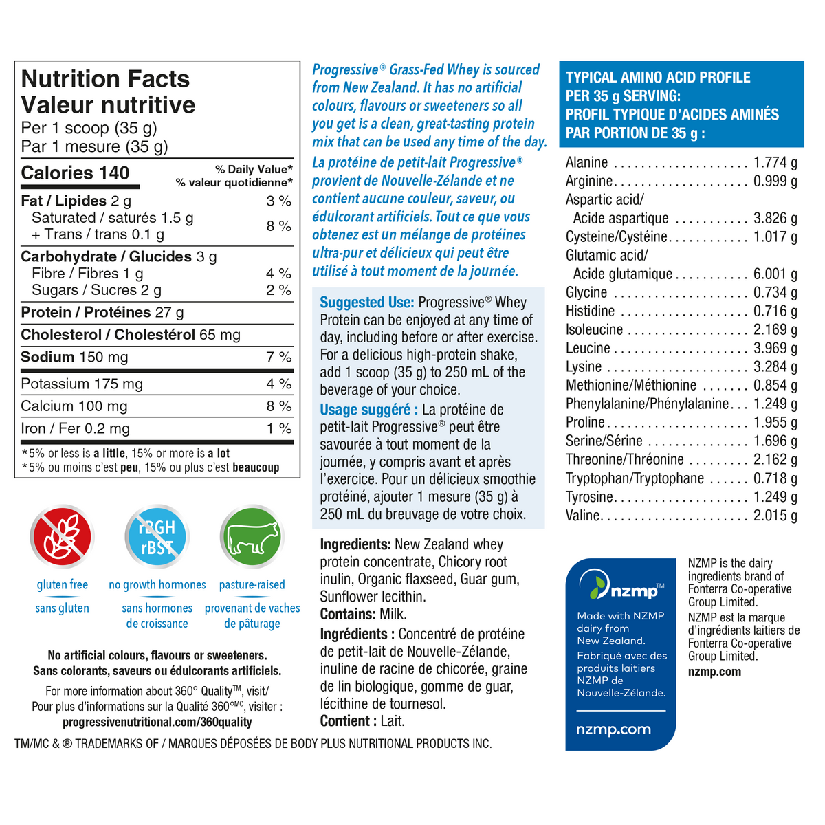 31001833 Progressive Grass Fed Whey Protein Powder PV1312_NFP