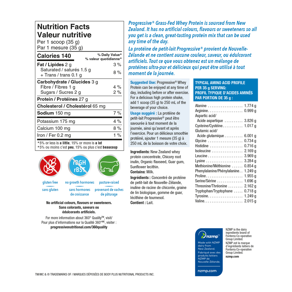 31001836 Progressive Grass Fed Whey Protein Powder PV1343_NFP