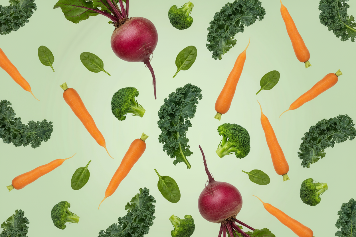 spread out the vegetables to fill the image