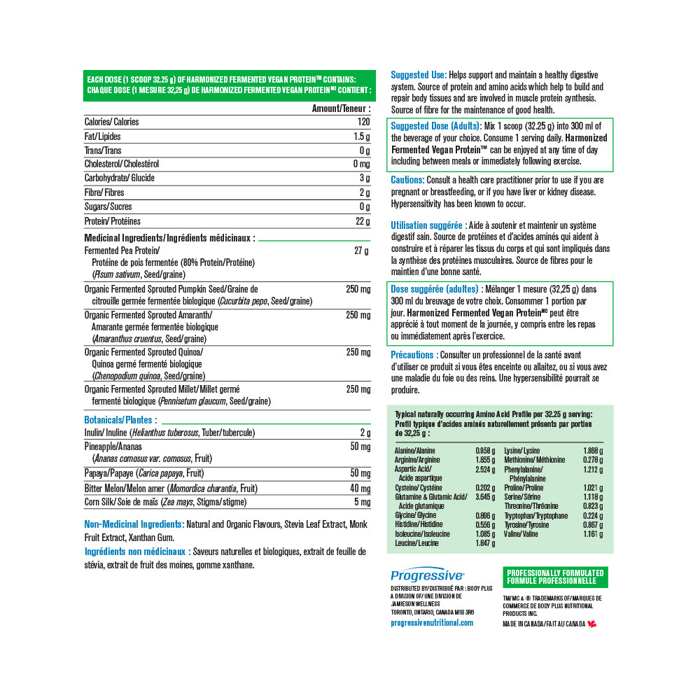 PV3395_Harmonized Fermented Vegan Protein_Vanilla Maple Cookie Flavour_Nutritional Information
