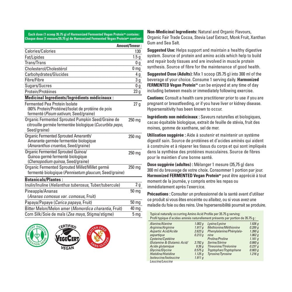 PV3410 Harmonized Fermented Vegan Protein Chocolate label