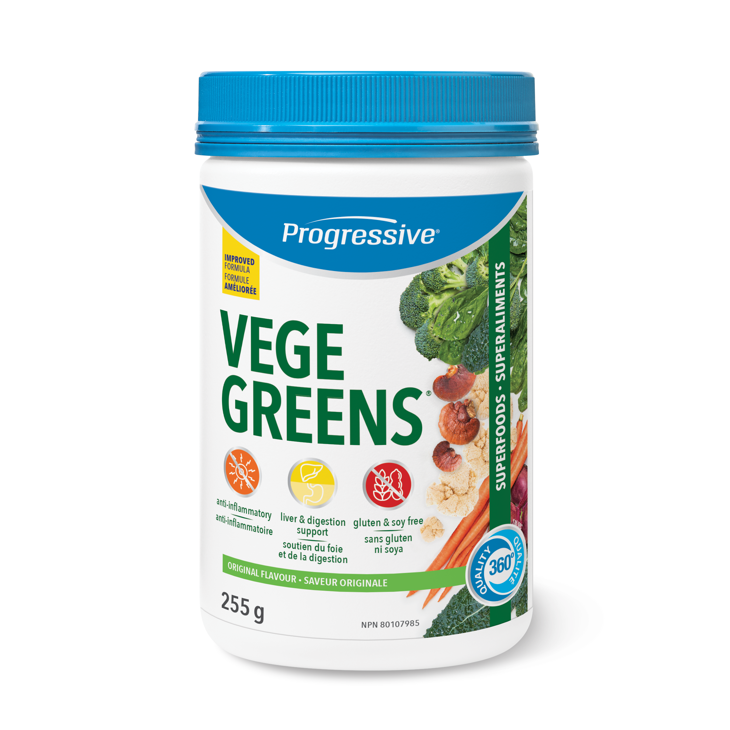 Progressive VegeGreens Daily Superfood & Adaptogen Powder Drink Mix - Original Flavour