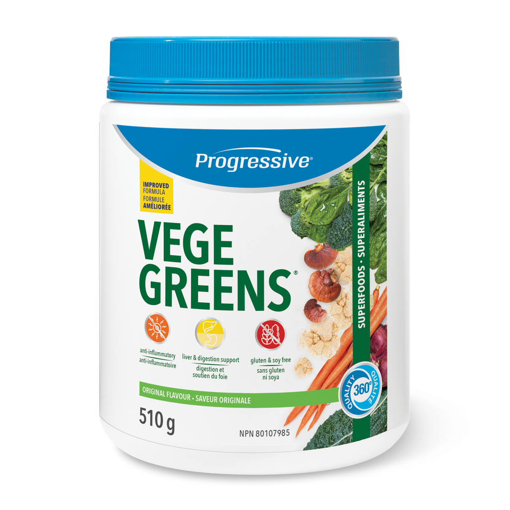 Progressive VegeGreens Daily Superfood & Adaptogen Powder Drink Mix - Original Flavour 